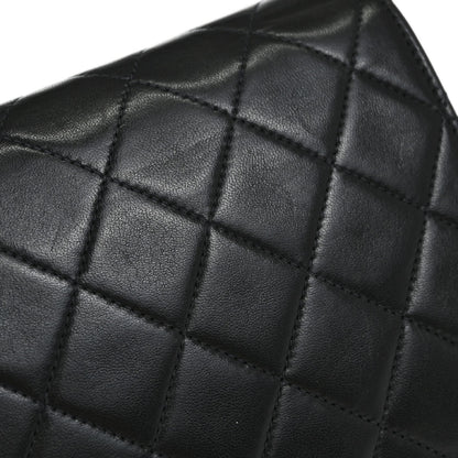 Chanel Black Lambskin Pushlock Small Full Flap Shoulder Bag