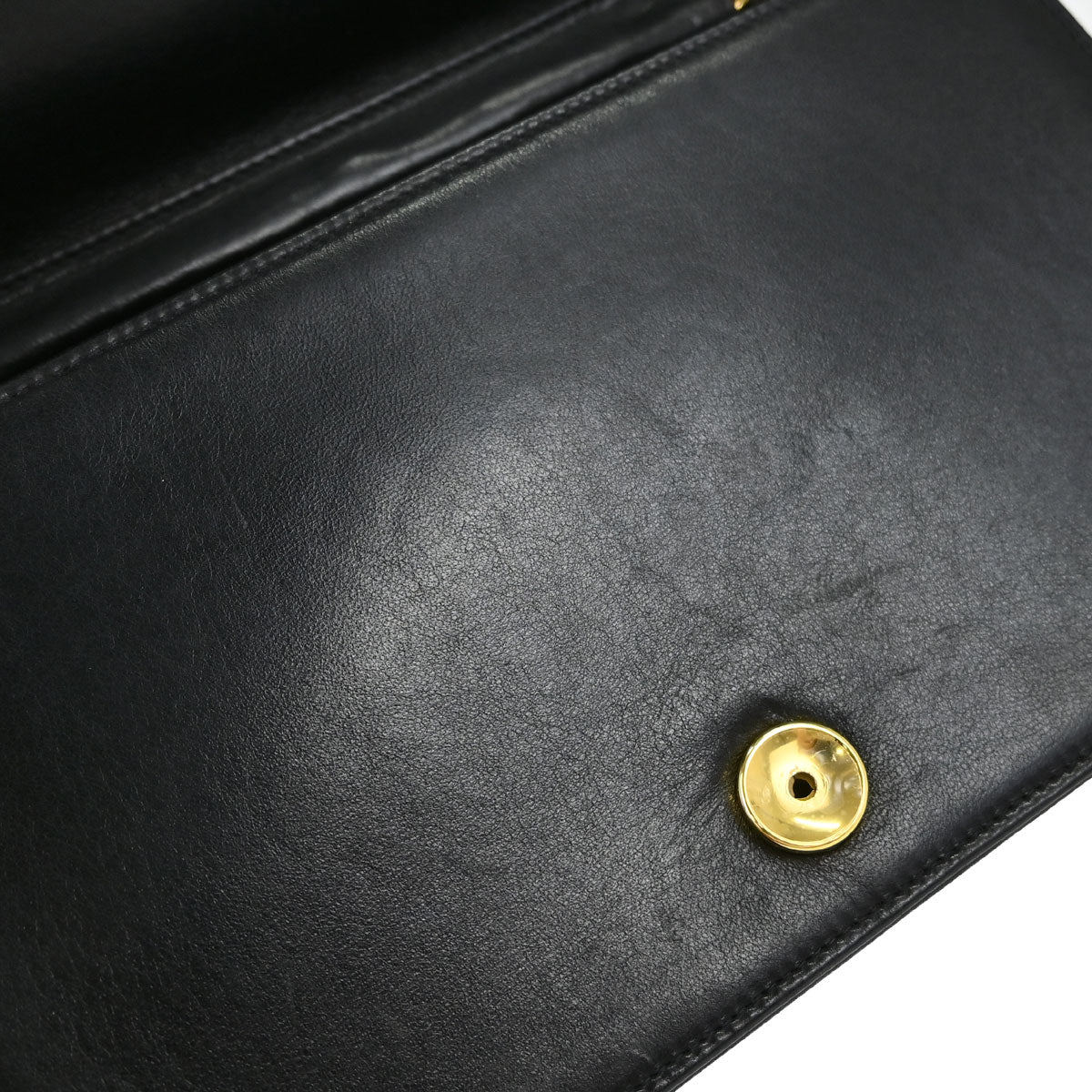 Chanel Black Lambskin Pushlock Small Full Flap Shoulder Bag