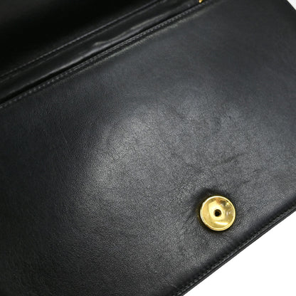 Chanel Black Lambskin Pushlock Small Full Flap Shoulder Bag