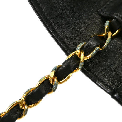 Chanel Black Lambskin Pushlock Small Full Flap Shoulder Bag