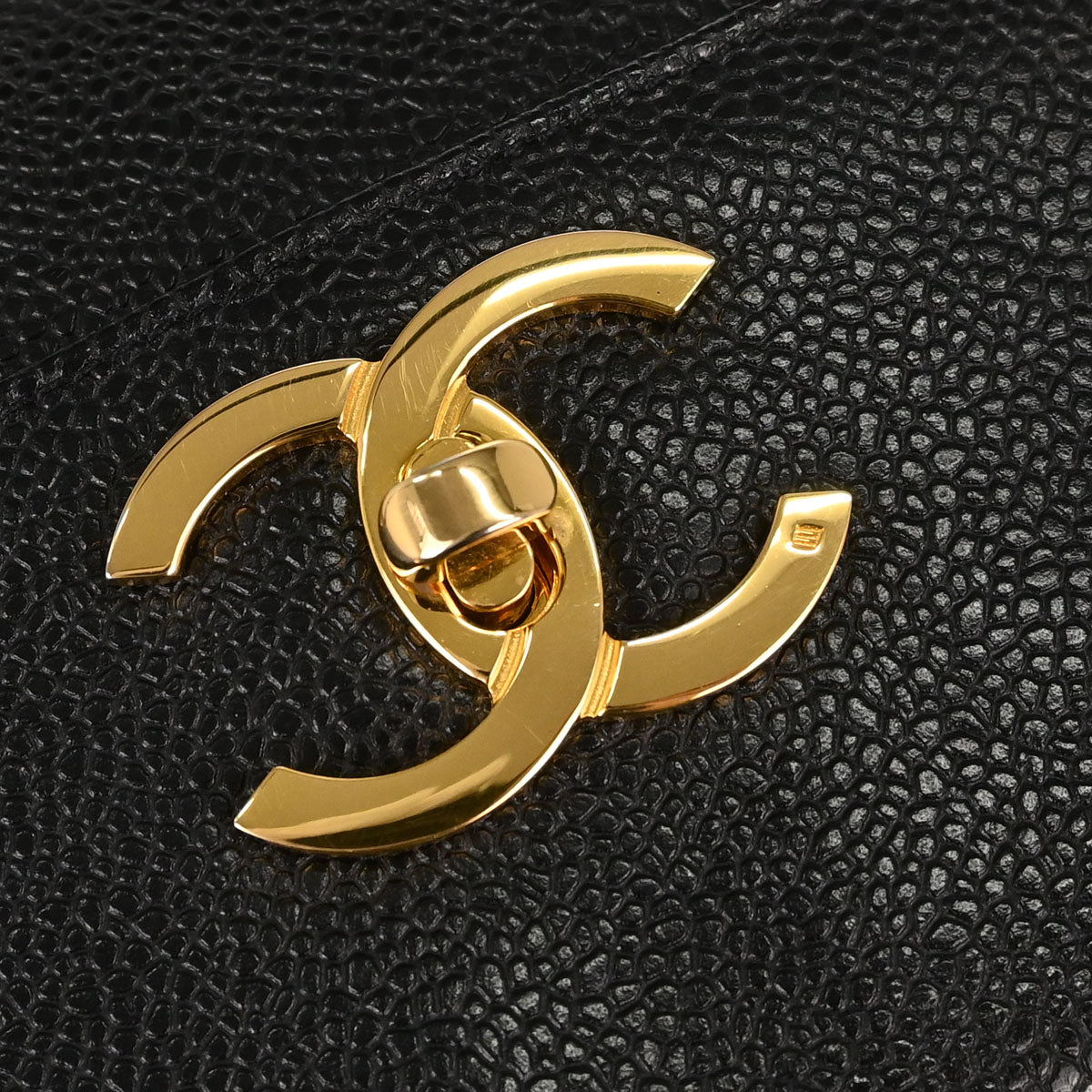 Chanel 1994-1996 Black Caviar Skin Shoulder Tote Bag