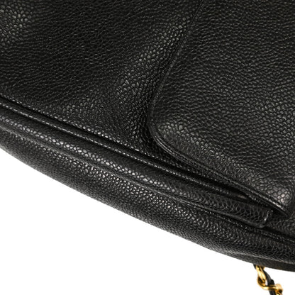 Chanel 1994-1996 Black Caviar Skin Shoulder Tote Bag