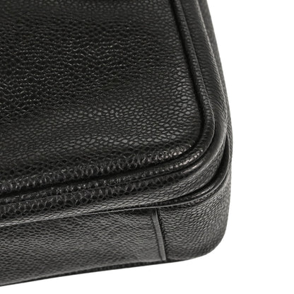 Chanel 1994-1996 Black Caviar Skin Shoulder Tote Bag