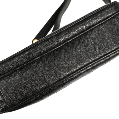 Chanel 1994-1996 Black Caviar Skin Shoulder Tote Bag