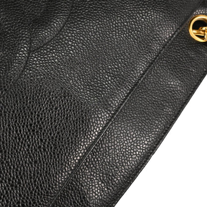 Chanel 1994-1996 Black Caviar Skin Shoulder Tote Bag