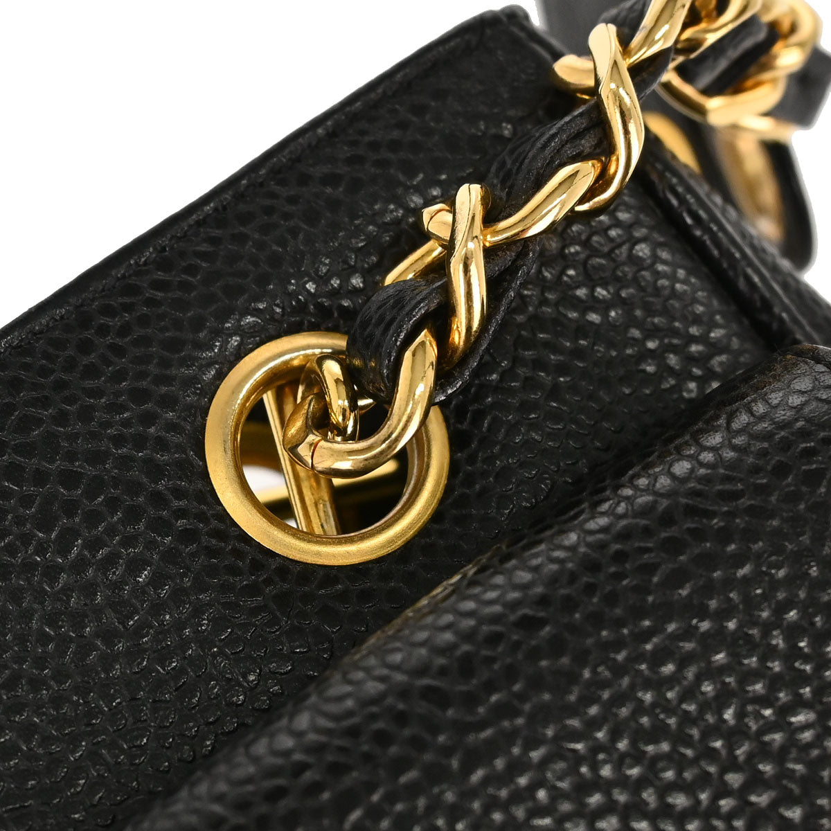 Chanel 1994-1996 Black Caviar Skin Shoulder Tote Bag