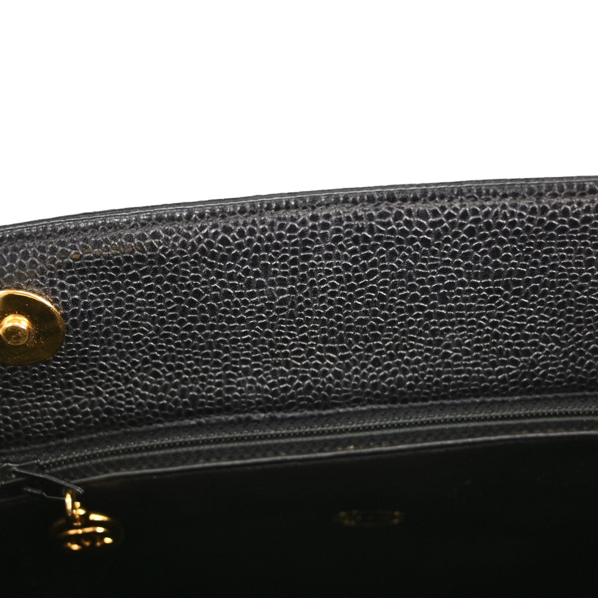 Chanel 1994-1996 Black Caviar Skin Shoulder Tote Bag