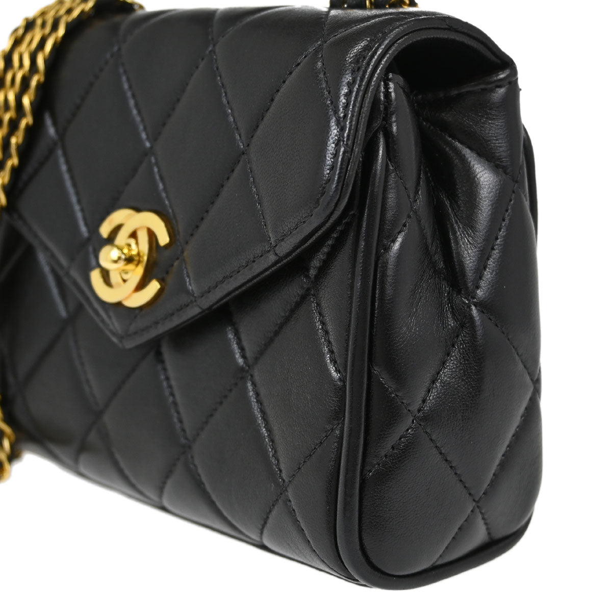 Chanel Black Lambskin Chain Shoulder Bag