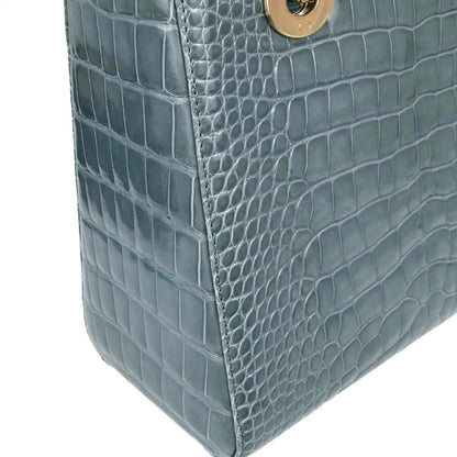 Christian Dior * Blue Crocodile Medium Lady Dior 2way Shoulder Handbag