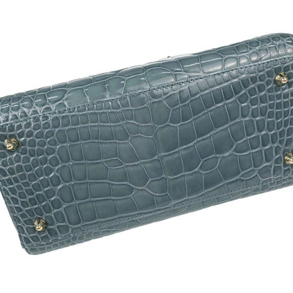 Christian Dior * Blue Crocodile Medium Lady Dior 2way Shoulder Handbag