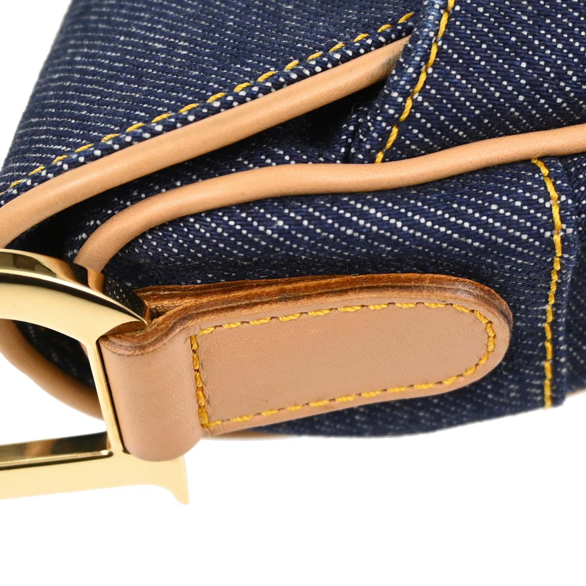 Christian Dior Navy Beige Denim Saddle Handbag