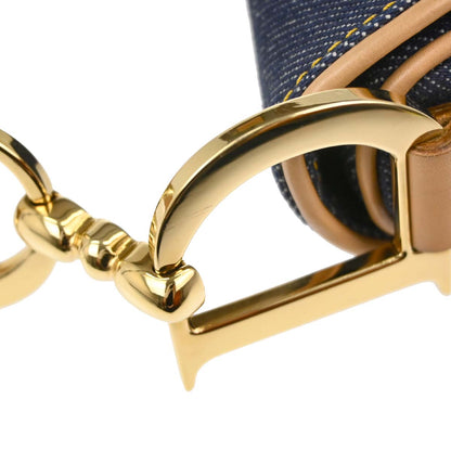 Christian Dior Navy Beige Denim Saddle Handbag
