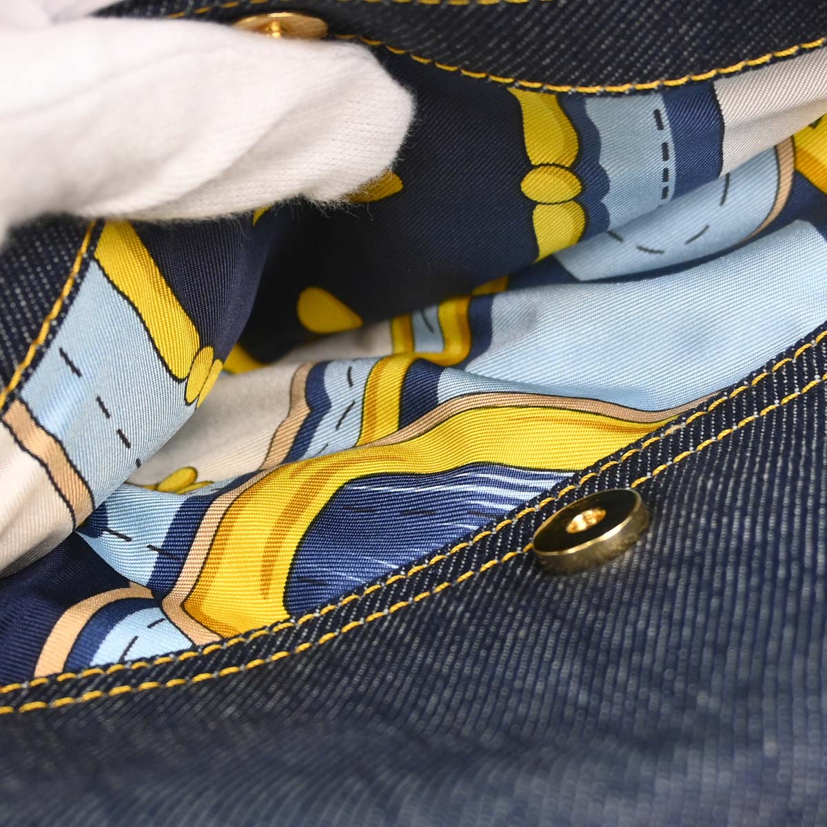 Christian Dior Navy Beige Denim Saddle Handbag