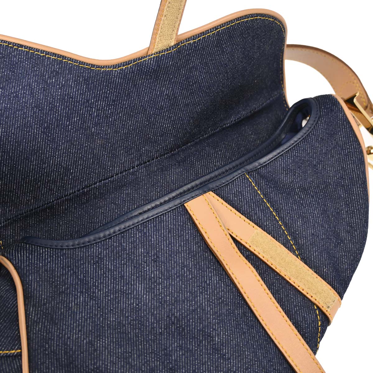 Christian Dior Navy Beige Denim Saddle Handbag