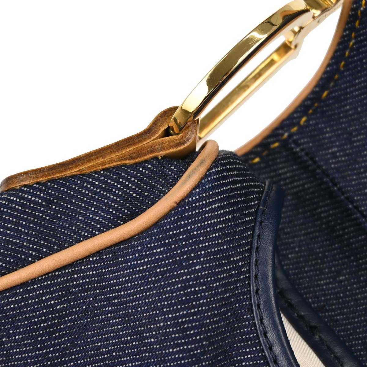 Christian Dior Navy Beige Denim Saddle Handbag