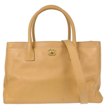 Chanel 2004-2005 Beige Calfskin Executive Cerf 2way Shoulder Tote Bag