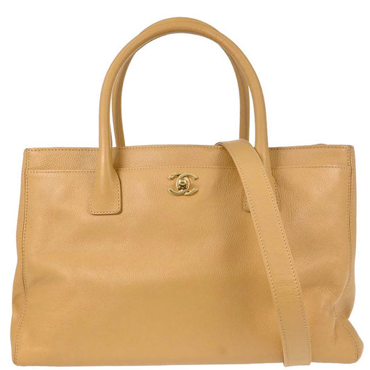 Chanel 2004-2005 Beige Calfskin Executive Cerf 2way Shoulder Tote Bag