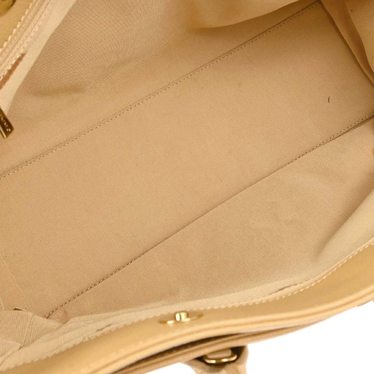 Chanel 2004-2005 Beige Calfskin Executive Cerf 2way Shoulder Tote Bag