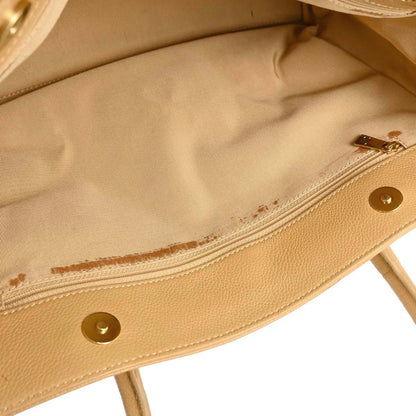 Chanel 2004-2005 Beige Calfskin Executive Cerf 2way Shoulder Tote Bag