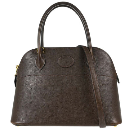 Hermes Chocolat Courchevel Bolide 27 2way Shoulder Handbag