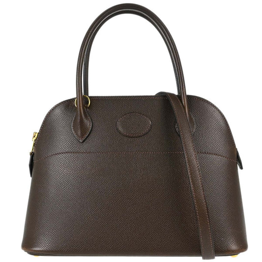Hermes Chocolat Courchevel Bolide 27 2way Shoulder Handbag