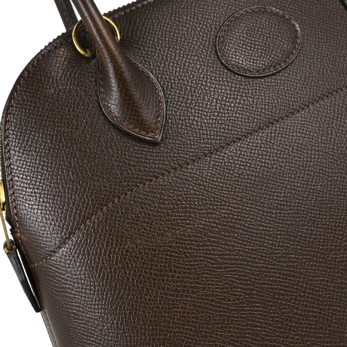 Hermes Chocolat Courchevel Bolide 27 2way Shoulder Handbag