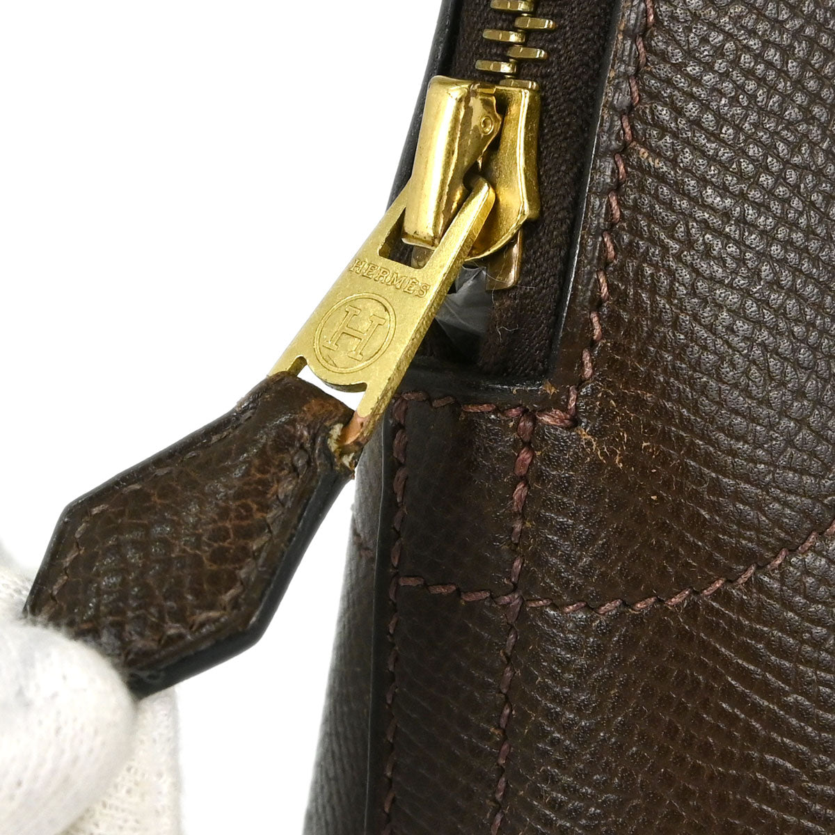 Hermes Chocolat Courchevel Bolide 27 2way Shoulder Handbag