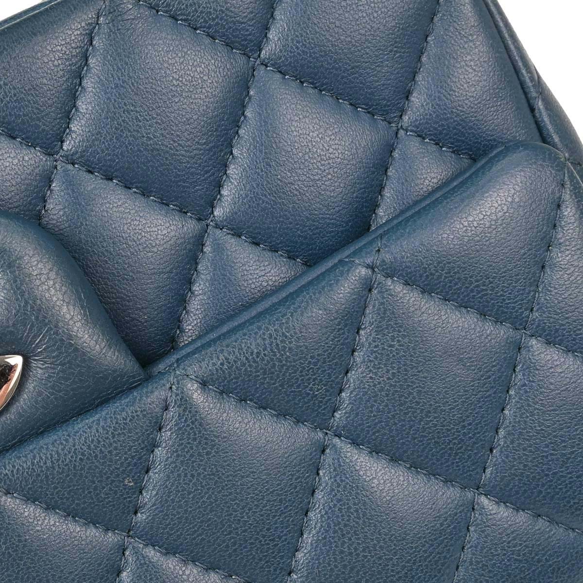 Chanel Blue Lambskin Single Flap Shoulder Bag
