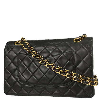 Chanel 1991-1994 Black Lambskin Medium Classic Double Flap Shoulder Bag