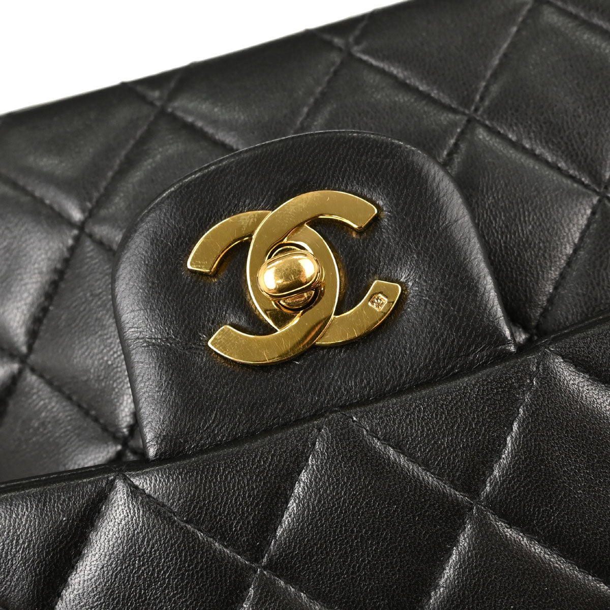 Chanel 1991-1994 Black Lambskin Medium Classic Double Flap Shoulder Bag