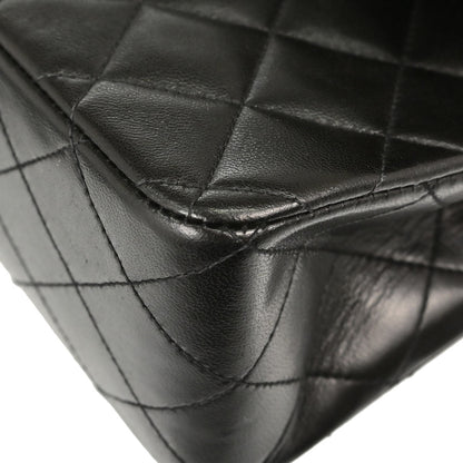 Chanel 1991-1994 Black Lambskin Medium Classic Double Flap Shoulder Bag
