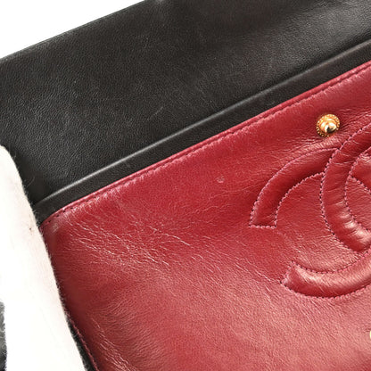 Chanel 1991-1994 Black Lambskin Medium Classic Double Flap Shoulder Bag