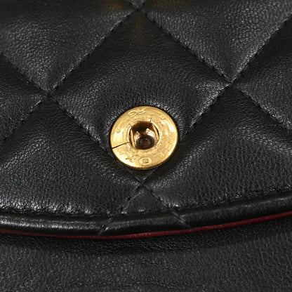 Chanel 1991-1994 Black Lambskin Medium Classic Double Flap Shoulder Bag