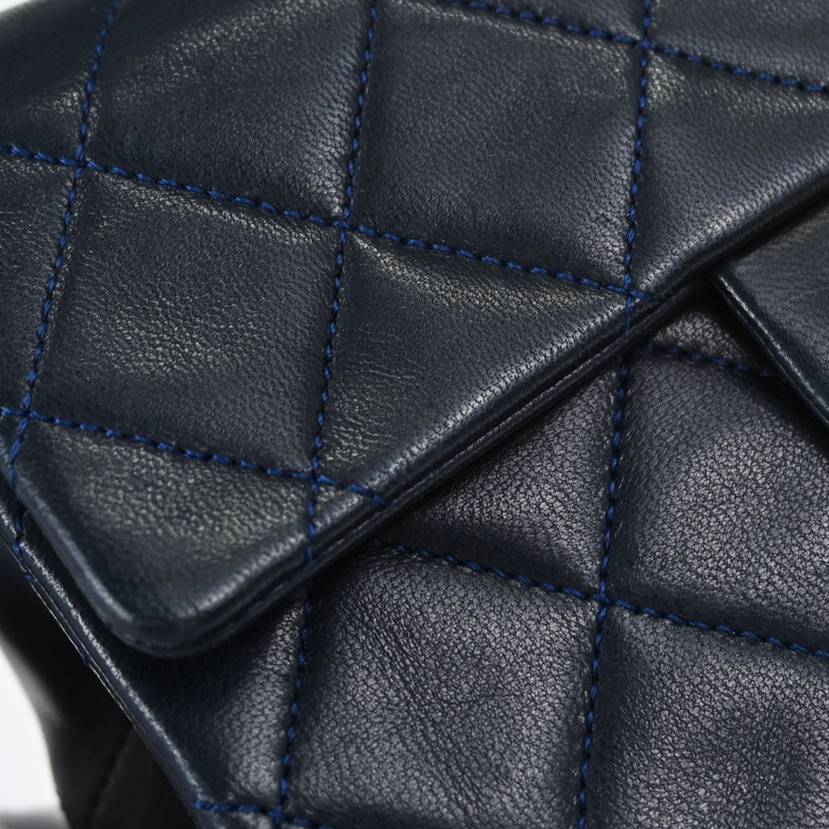 Chanel Navy Lambskin Mini Classic Square Flap Shoulder Bag 17