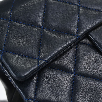 Chanel Navy Lambskin Mini Classic Square Flap Shoulder Bag 17