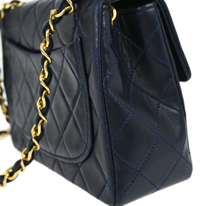 Chanel Navy Lambskin Mini Classic Square Flap Shoulder Bag 17