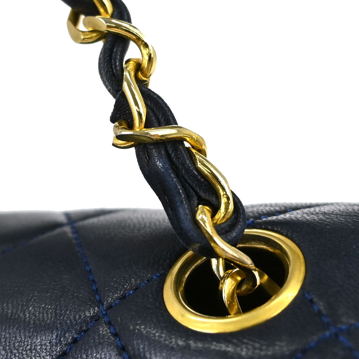 Chanel Navy Lambskin Mini Classic Square Flap Shoulder Bag 17