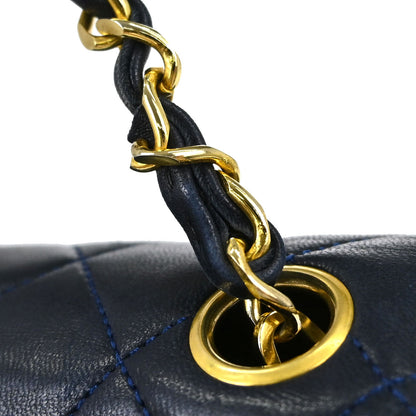 Chanel Navy Lambskin Mini Classic Square Flap Shoulder Bag 17