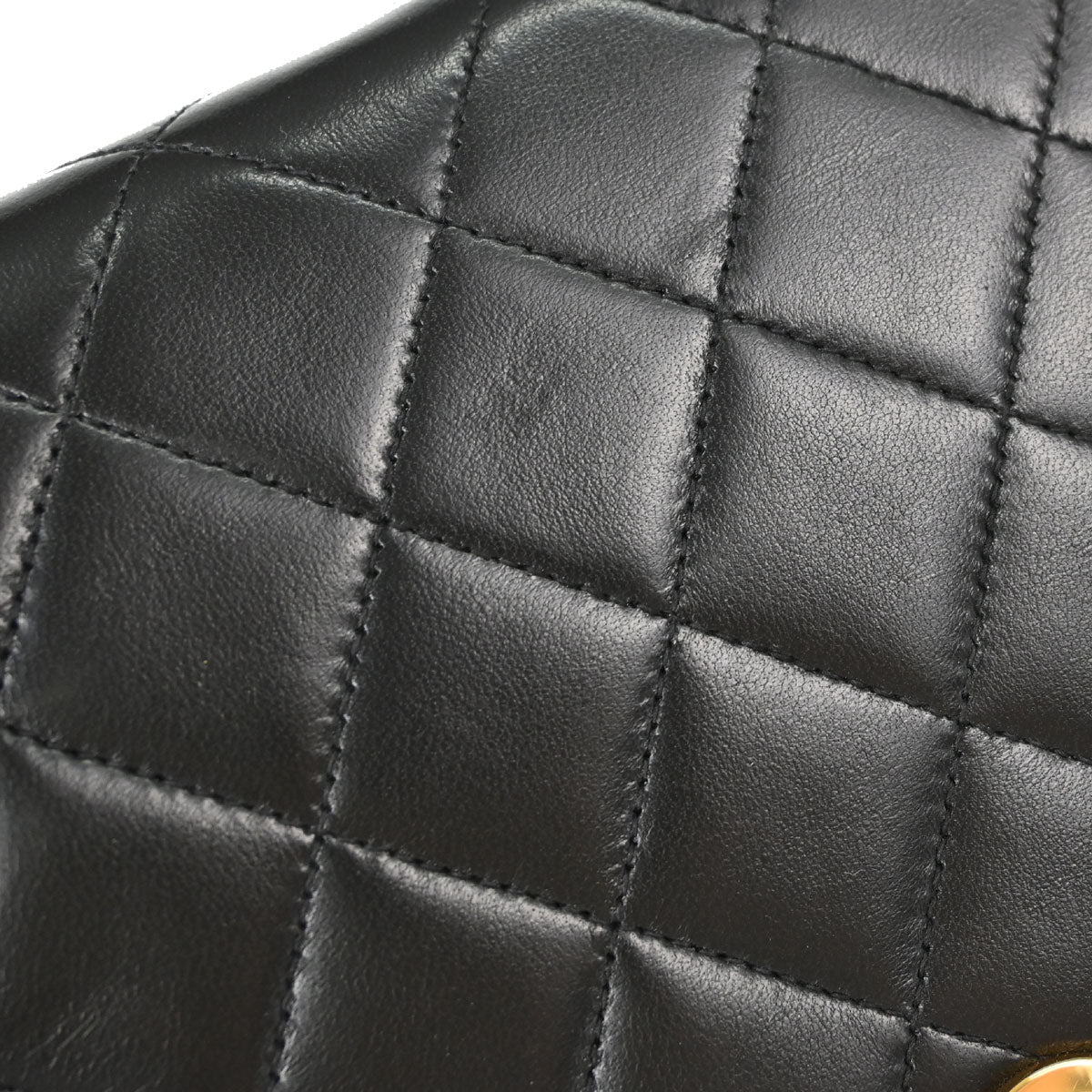 Chanel 1991-1994 Black Lambskin Pushlock Small Full Flap Shoulder Bag