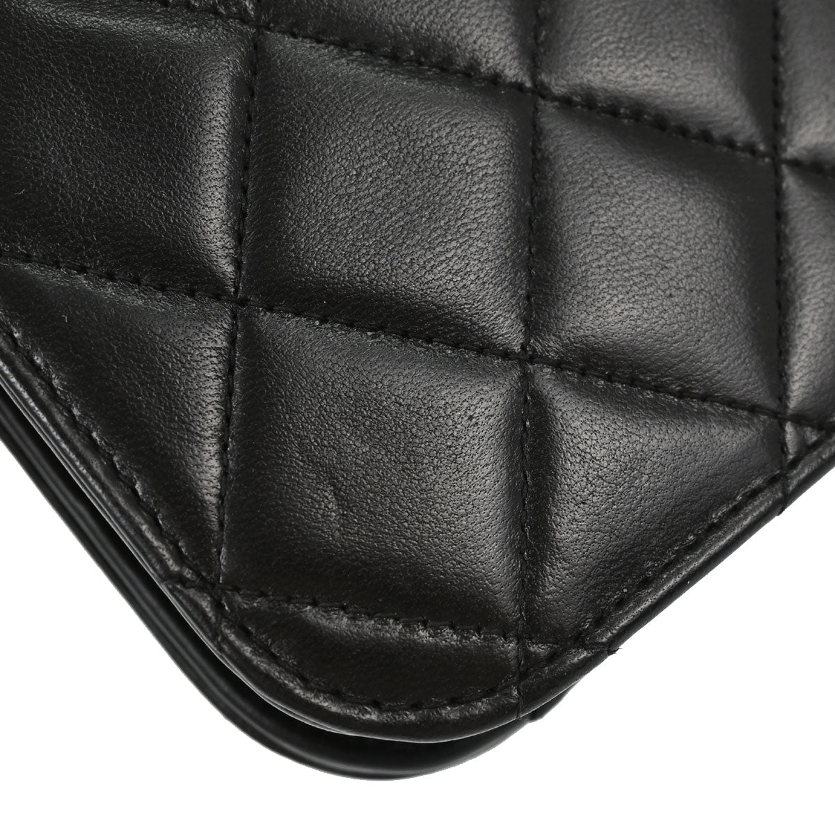 Chanel 1991-1994 Black Lambskin Pushlock Small Full Flap Shoulder Bag