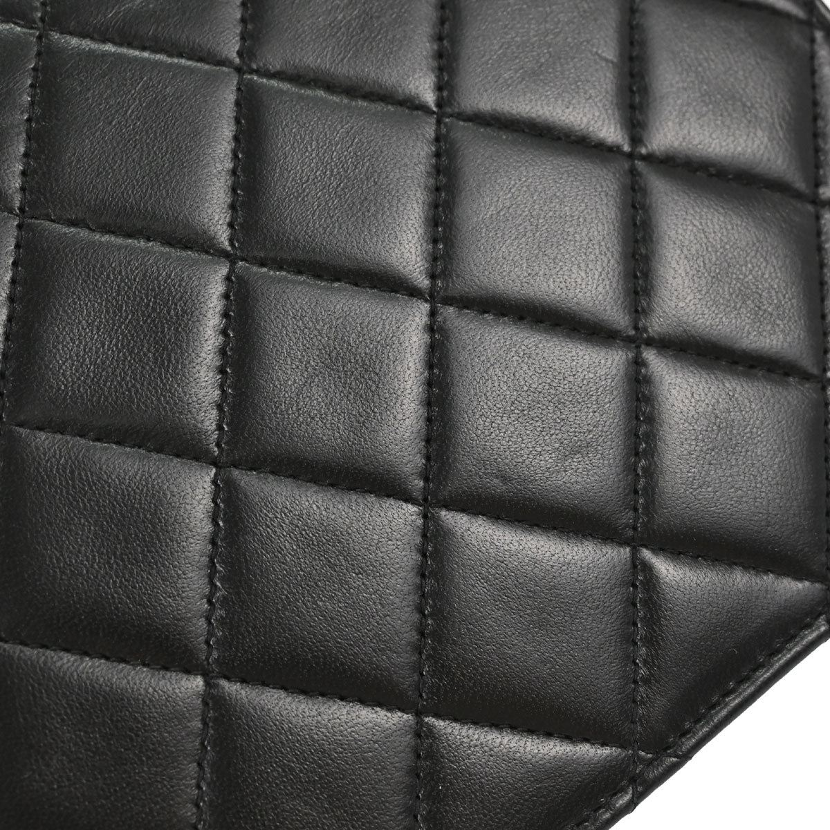 Chanel 1991-1994 Black Lambskin Pushlock Small Full Flap Shoulder Bag