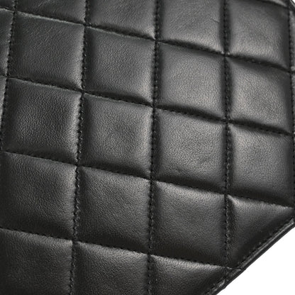 Chanel 1991-1994 Black Lambskin Pushlock Small Full Flap Shoulder Bag
