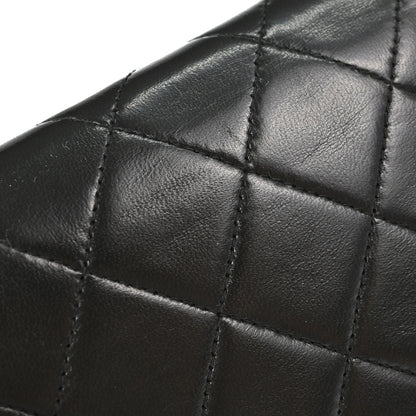 Chanel 1991-1994 Black Lambskin Pushlock Small Full Flap Shoulder Bag