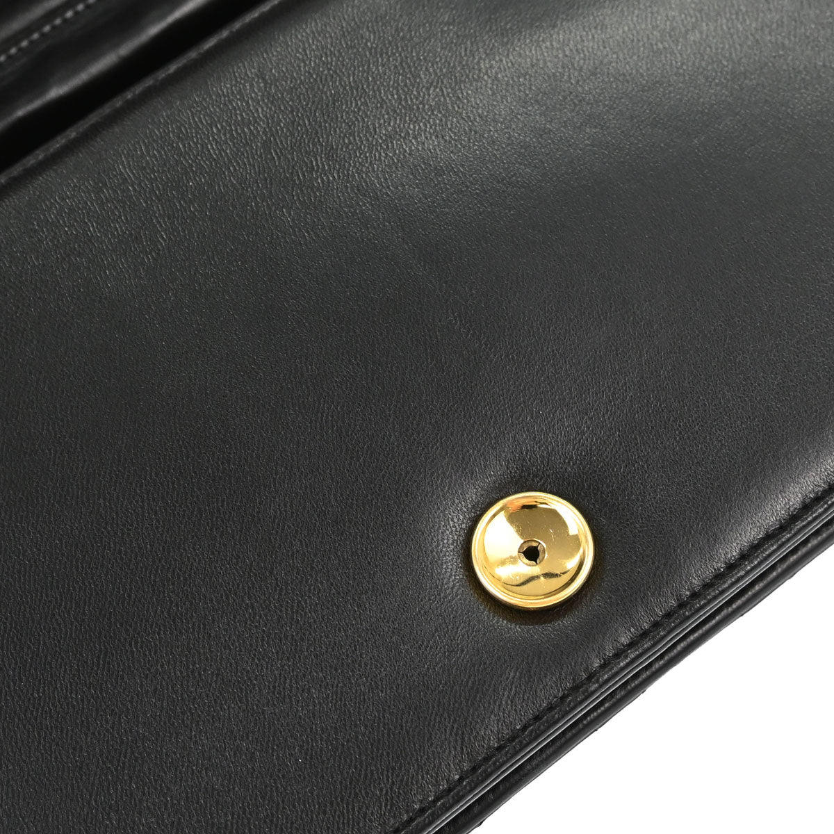 Chanel 1991-1994 Black Lambskin Pushlock Small Full Flap Shoulder Bag