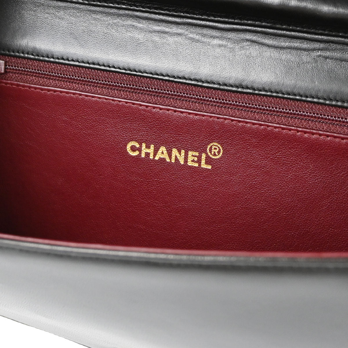 Chanel 1991-1994 Black Lambskin Pushlock Small Full Flap Shoulder Bag