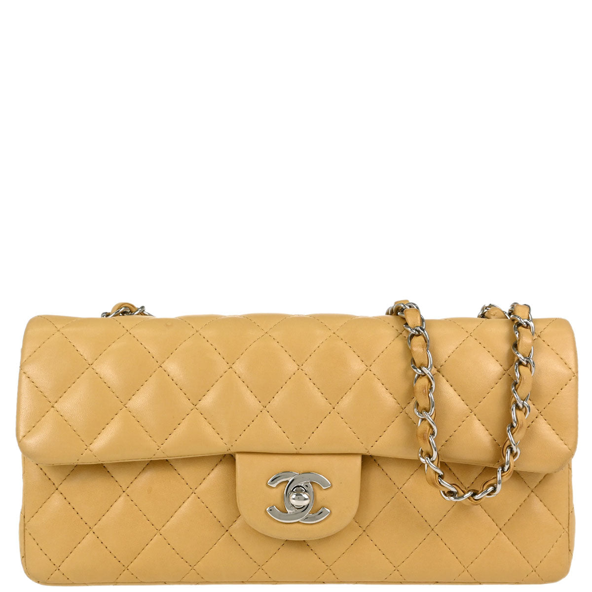 Chanel Beige Lambskin East West Shoulder Bag