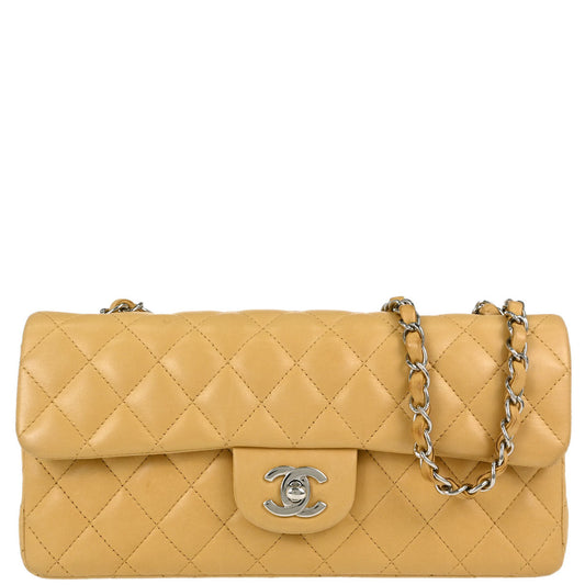 Chanel Beige Lambskin East West Shoulder Bag
