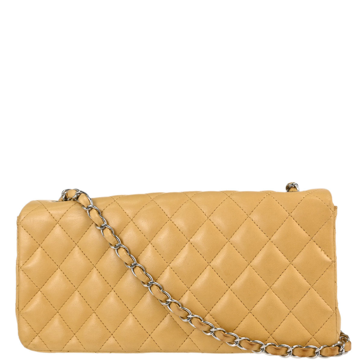 Chanel Beige Lambskin East West Shoulder Bag