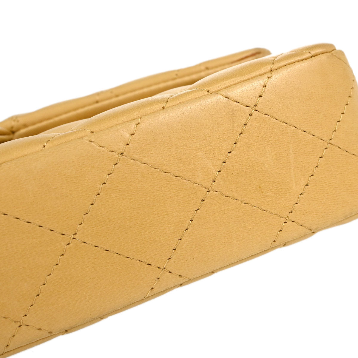 Chanel Beige Lambskin East West Shoulder Bag