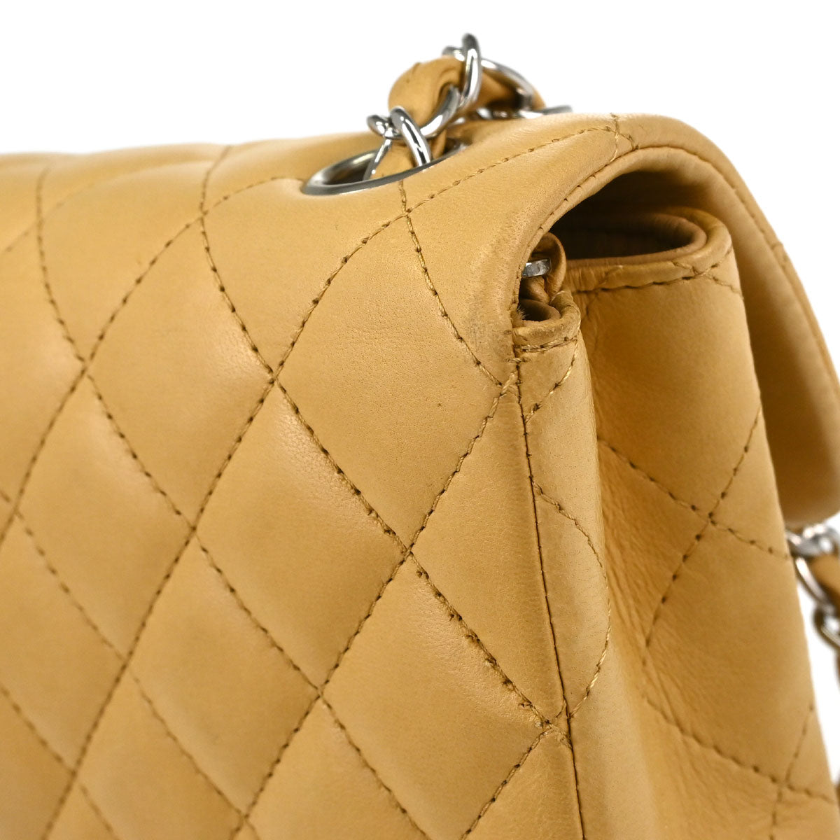 Chanel Beige Lambskin East West Shoulder Bag